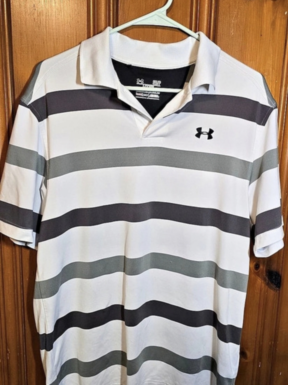 Under Armour Copa Lache Striped Polo White & Gray Size S/M